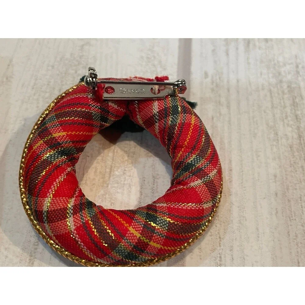 *Vintage 1984 Avon Holi day wreath pen plaid Christmas with box red green